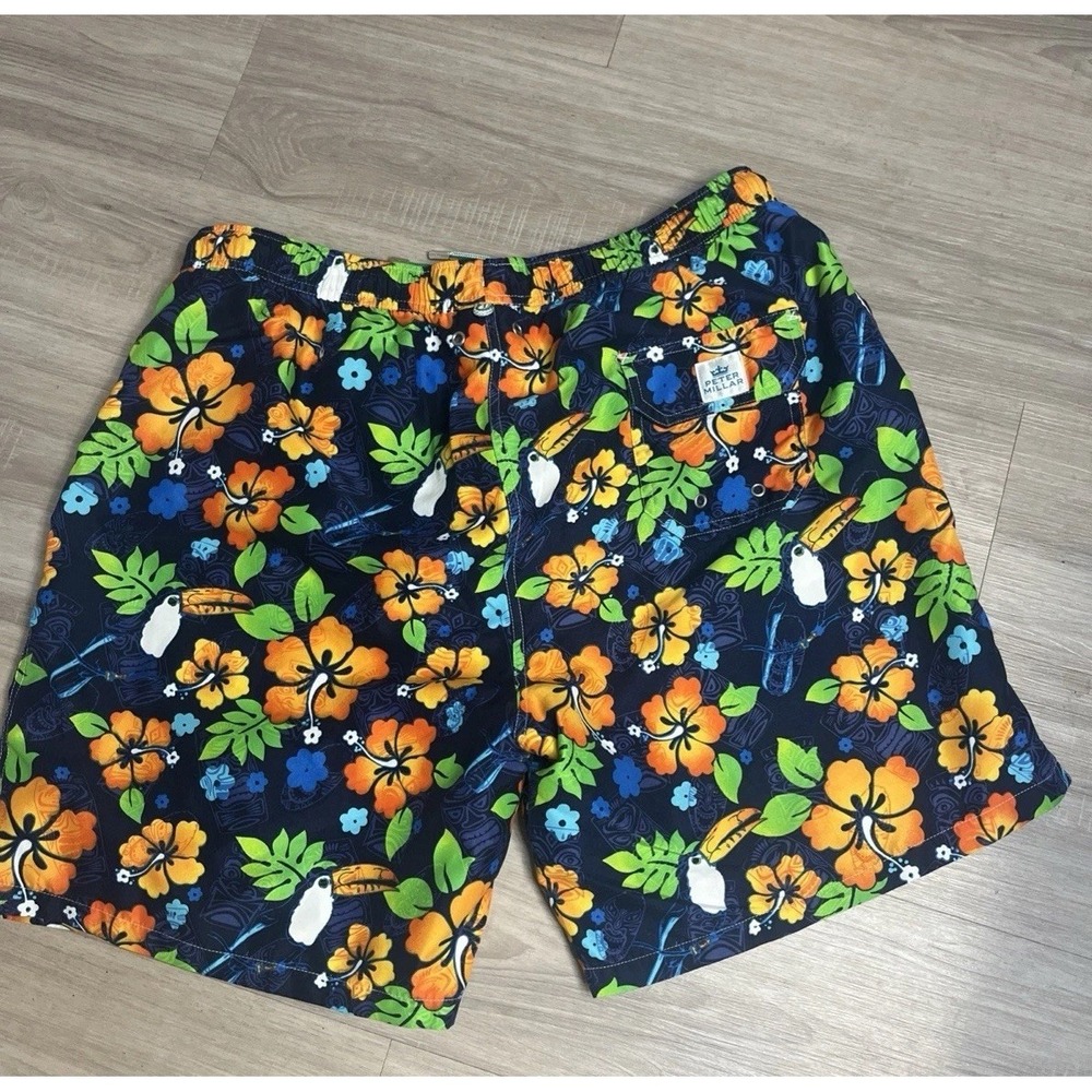 Peter Millar Hawaii Parrot's Swim Trunk Men's Size XL Blue Beach Vacation‎
